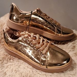 NWT Gold Mirror Fashion Sneakers